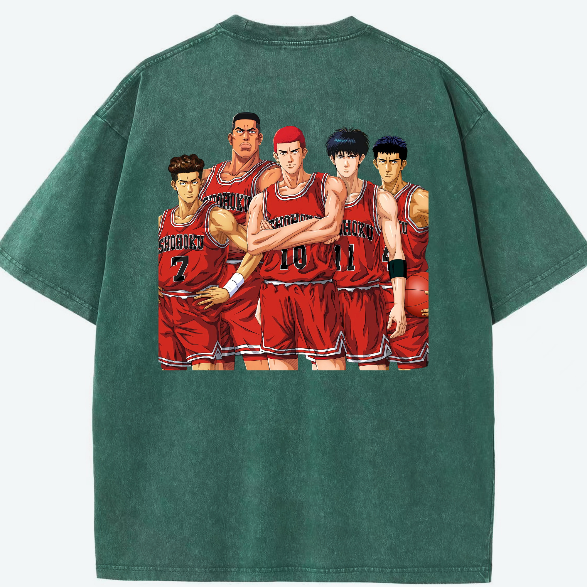 SLAM DUNK／スラムダンク 綿100% ヴィンテージ風 半袖Tシャツ（背面プリント）
